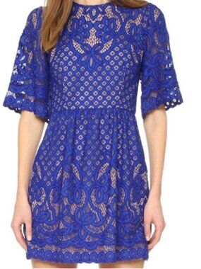 BCBG MaxAzria Jillyan Blue Flutter Sleeve Dress